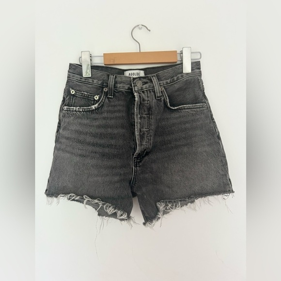 AGOLDE  Dee Short in Moxy denim jeans size 25 black grey high waisted - Picture 8 of 10